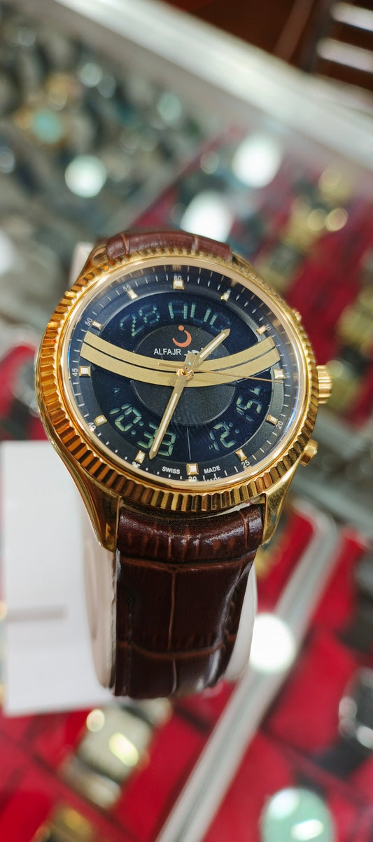 Al Fajr Watch 360 Leather Analog-Digital Watch