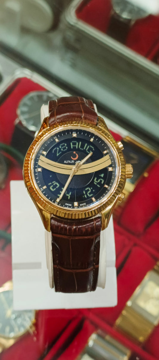 Al Fajr Watch 360 Leather Analog-Digital Watch